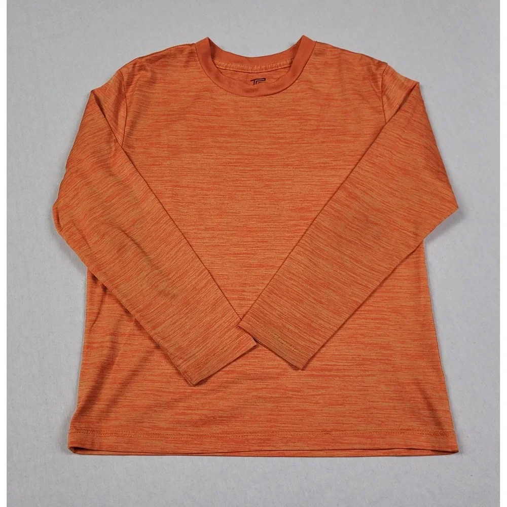 Tek Gear Boys Size S DryTek Heather Orange Space Dye Long Sleeve Athletic Shirt